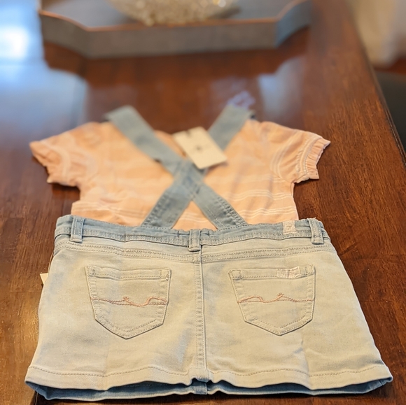 7 FOR ALL MANKIND GIRLS 2T 2 PIECE DENIM JUMPER SET SOFT STRETCHY NWT 💖 - Picture 3 of 7